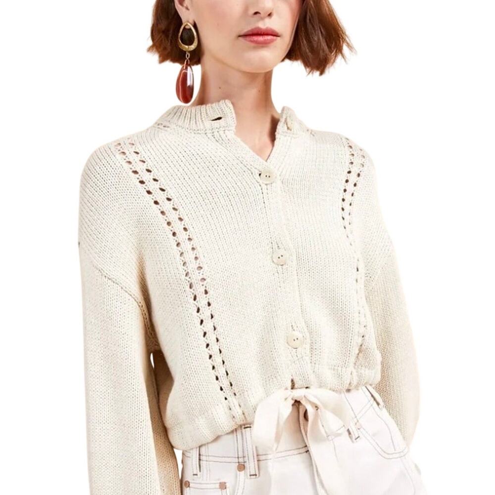 Ulla Johnson Pointelle Cream Magda Cardigan Size XS